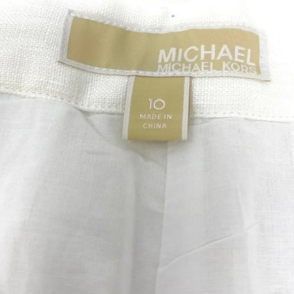 💖MEGA SALE💖MICHAEL Kors Linen Pleated Chino Shorts Women's White MH93HCCA19 - Picture 4 of 6
